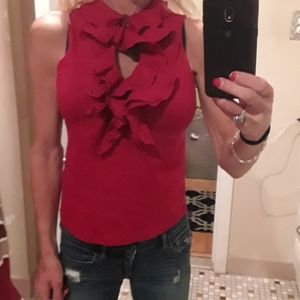 '❤Xmas-Ralph Lauren Red Ruffle Top